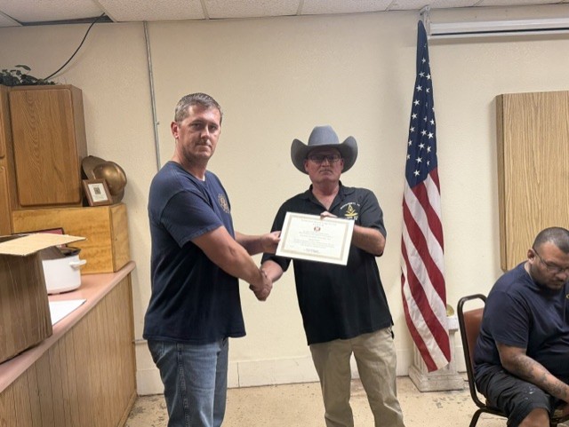 Photograph from the presentation to the Cameron Gardens Volunteer Fire Department