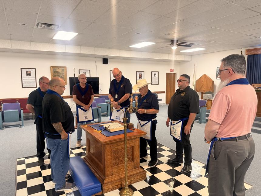 Brethren of Burkburnett Lodge No. 1027 at the Golden Trowel presentation