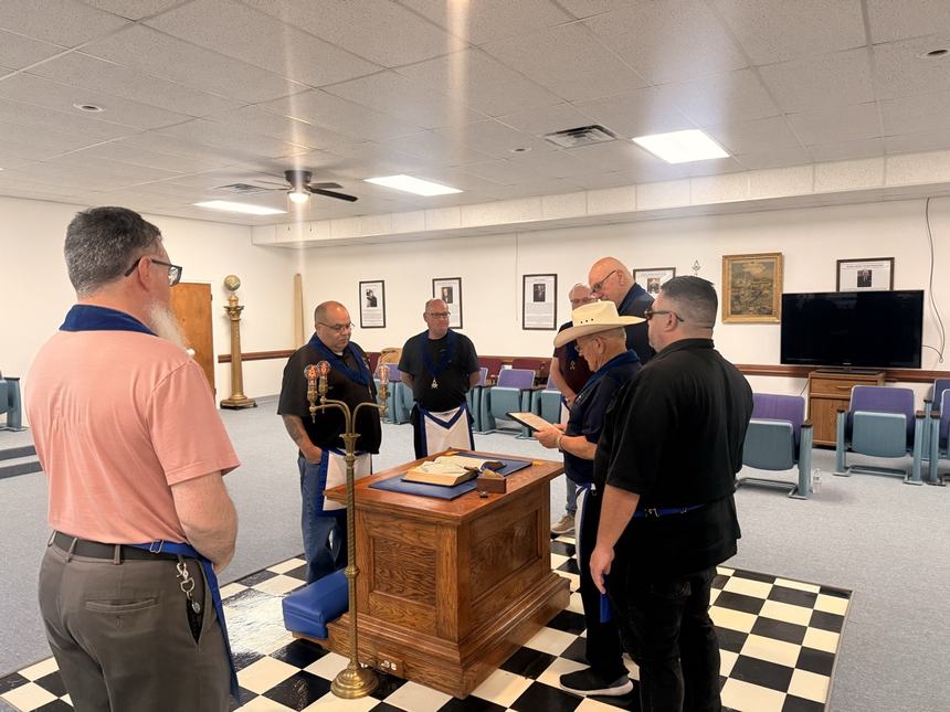 Brethren of Burkburnett Lodge No. 1027 at the Golden Trowel presentation
