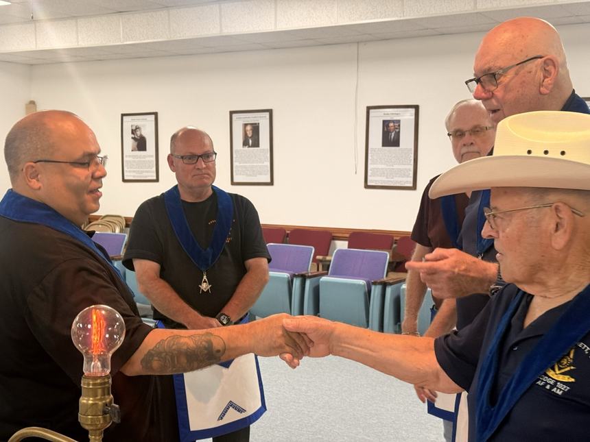 Brethren of Burkburnett Lodge No. 1027 at the Golden Trowel presentation