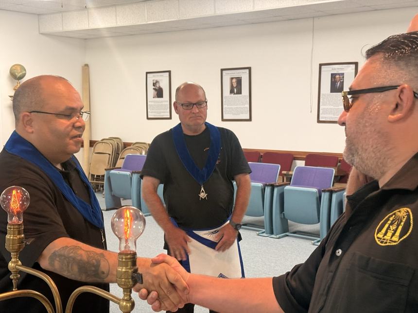 Brethren of Burkburnett Lodge No. 1027 at the Golden Trowel presentation